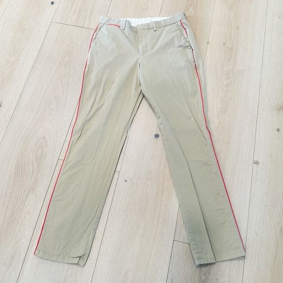 Calvin Klein Khaki Chinos with Red Stripe - Picture 2 of 11